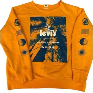 Levi's All You Have to Do Is Look Up Forest Graphic‎ Sweatshirt Orange Med
